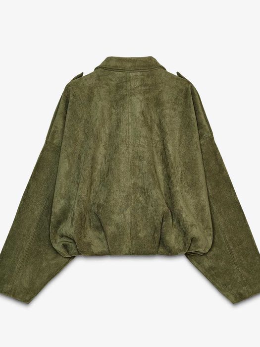 Дамско яке бомбър с ефект на велур