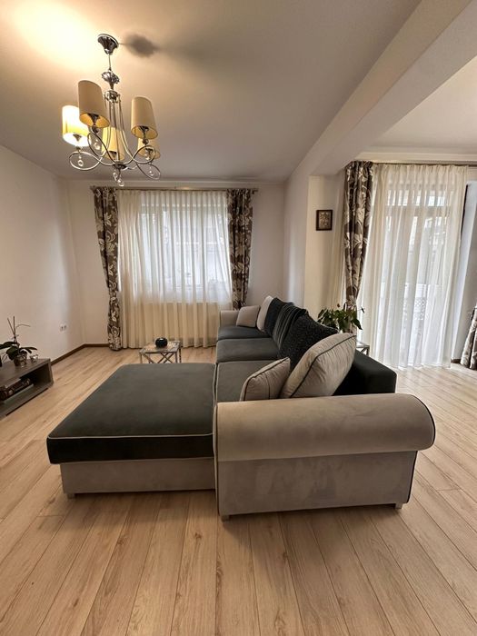 Canapea Möbelhaus extensibila cu invelis de catifea, antracit, 3Lx2l m