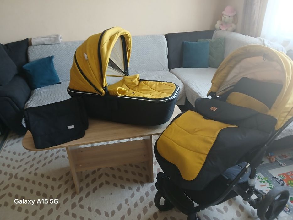 комбинирана количка 2 в 1 Lorelli - Rimini Premium, Lemon curry