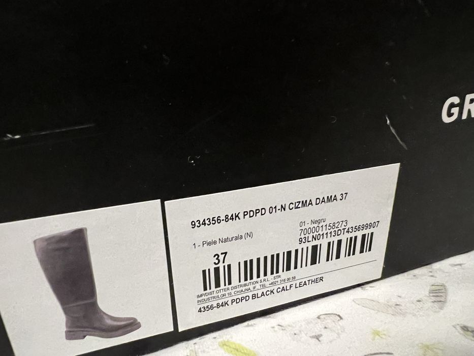 Cizme GRYXX negre, piele naturala de vitel, marimea 37