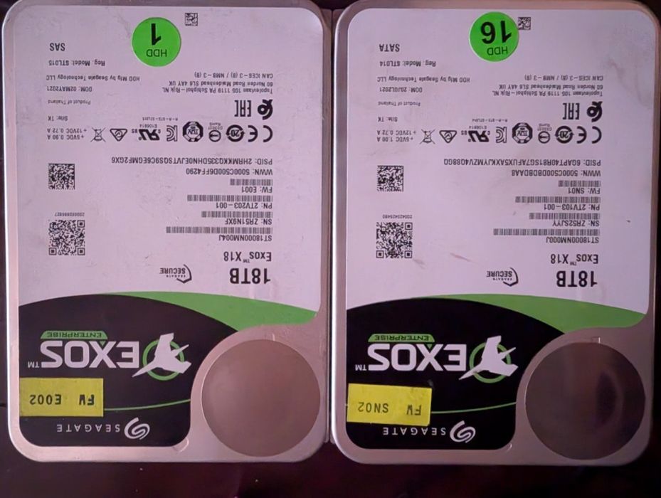 10, 12 ,16, 18 TB HDD SATA & SAS Hard Disk  Drives