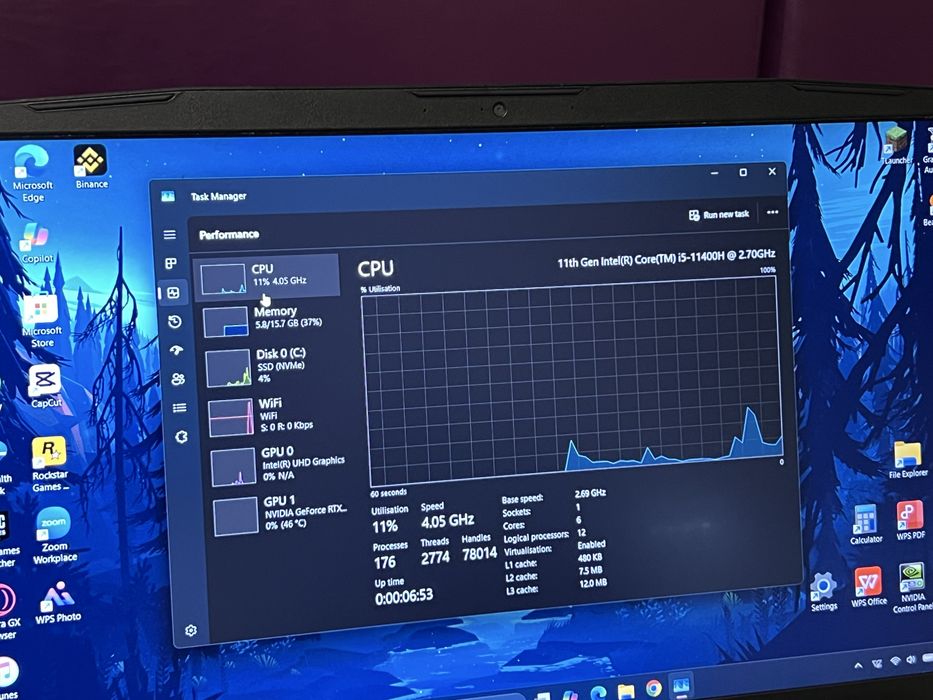 Laptop MSI RTX 3050 144 HZ i5-11400H 16 GB RAM 512GB SSD Tastatura iluminată