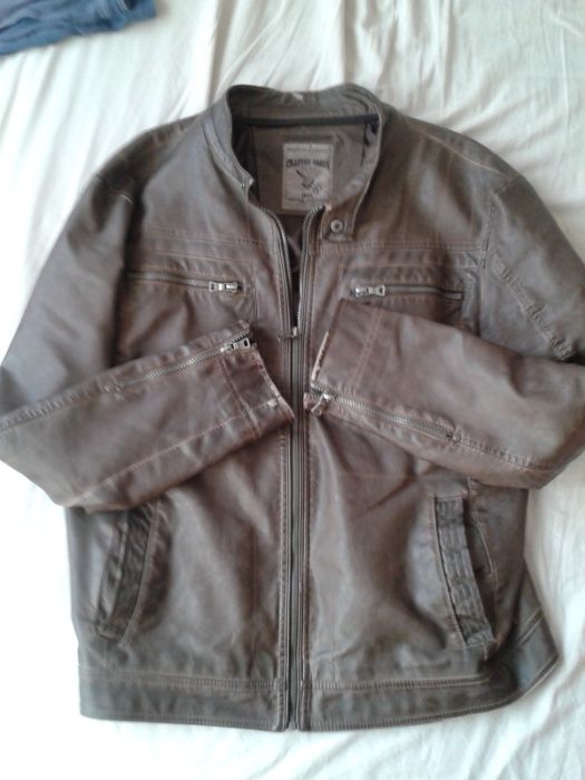 Geaca Angelo Litrico uzata piele ecologica, maro, mar. L barbati