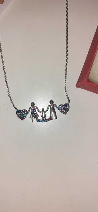 Set argint, mama, tata si copilul, murano