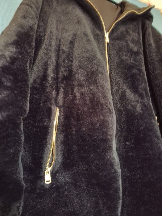 Geacă/parka reversibilă Zara neagră cu blăniță • două fețe • M