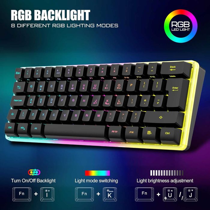 RedThunder K62,set tastatură și mouse wireless gaming,60% RGB,QWERTZ