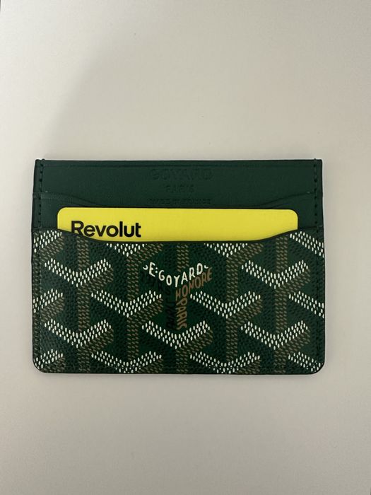 Card Holder Goyard verde din piele