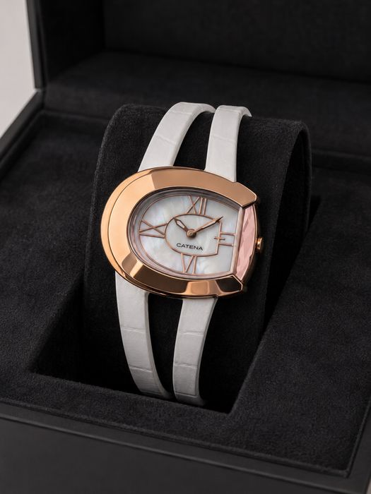 Ceas damă Catena Swiss Made nou, safir, rose gold, cutie și garanție internațională 2y