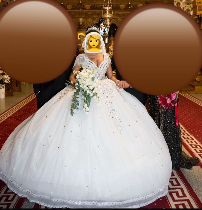 Vand Rochie de mireasa printesa coronita voal geanta