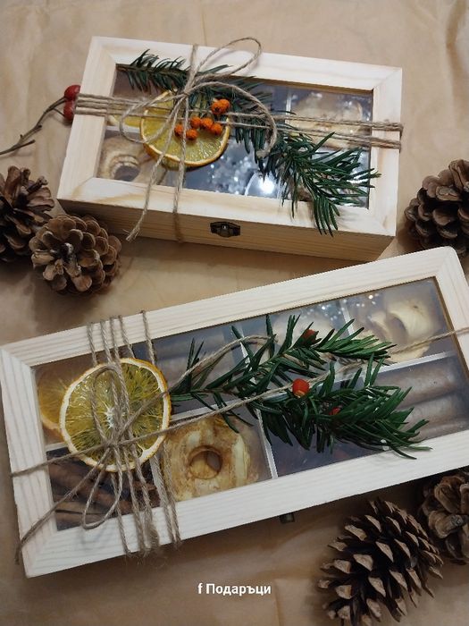 Подарък за Коледа, коледна подаръчна кутия, Коледен венец, късметчета