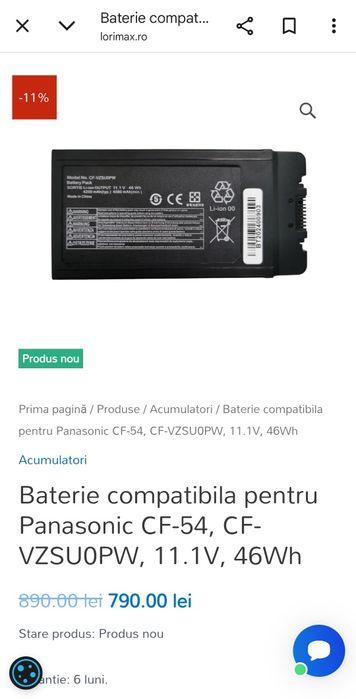 Baterii laptop diverse modele Dell,Alienware,Asus Rog,Asus R555,Cf-54