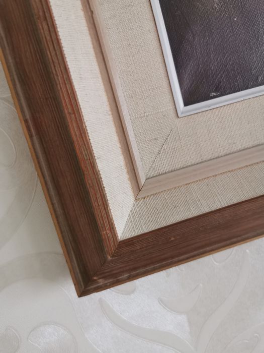 Антикварна картина живопис масло на платно авторска подписана в рамка