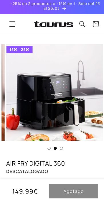 Friteuza Taurus AIR FRY DIG 360, 2150 W, 7,5 L, neagra, display integr