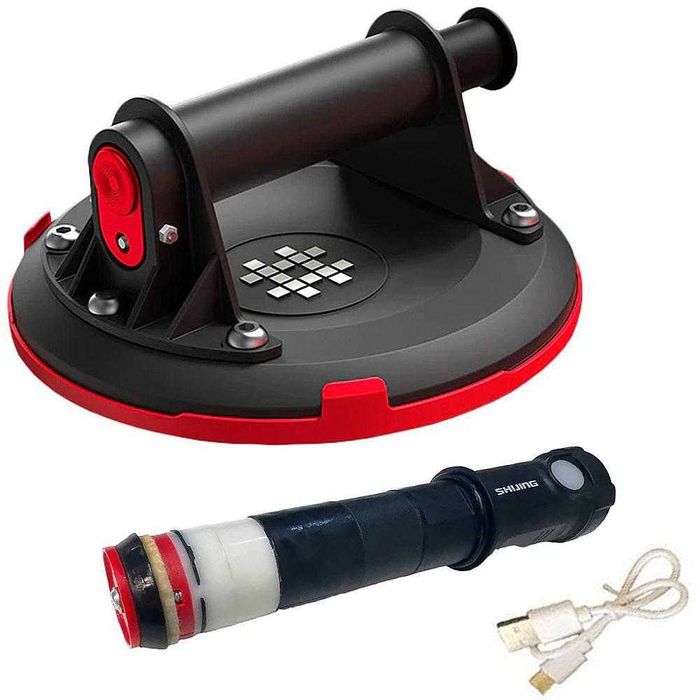 Вакуум вендуза SHIJING P612 с акумулаторна помпа P617, 203 мм, 110 кг