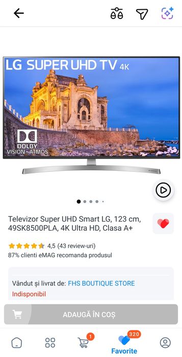 Vand tv lg 49SK8500 124cm,4k