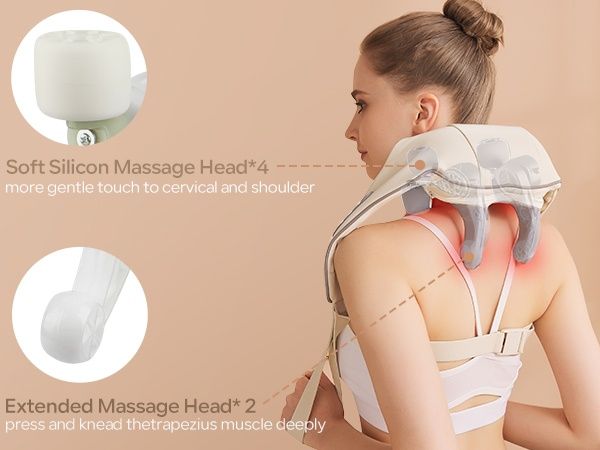 Безжичен 2в1 5D шиацу масажор със загряваща функция, day wolf