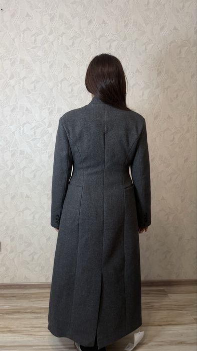 Пальто серое стойка воротник