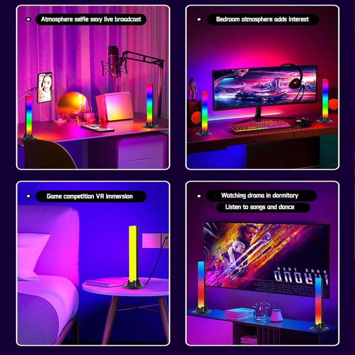 Геймърски RGBIC LED light bar комплект 2 броя с дистанционно и музикален режим