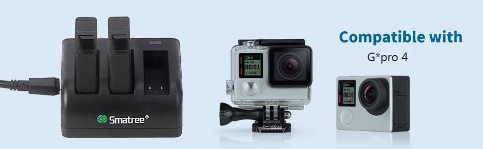 Комплект батерии и мултифункционално зарядно за GoPro Hero4