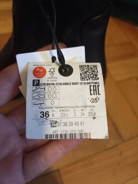 Нови боти  Zara от естествена кожа, размер 36