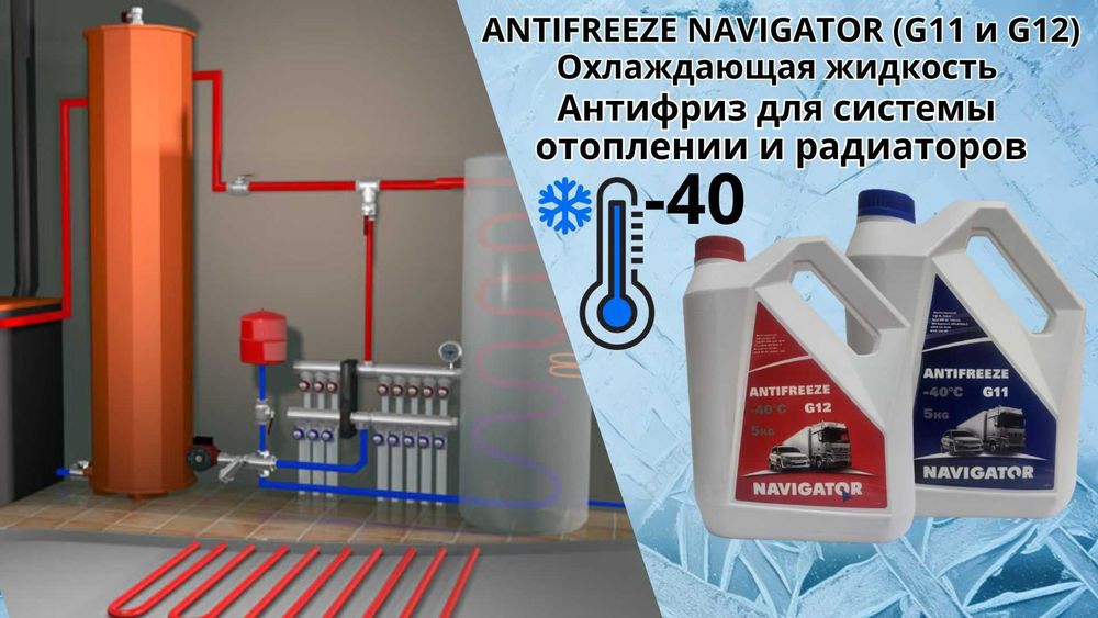 Антифриз Antifreeze Navigator Синий G11 и Красный G12 (-40'C)