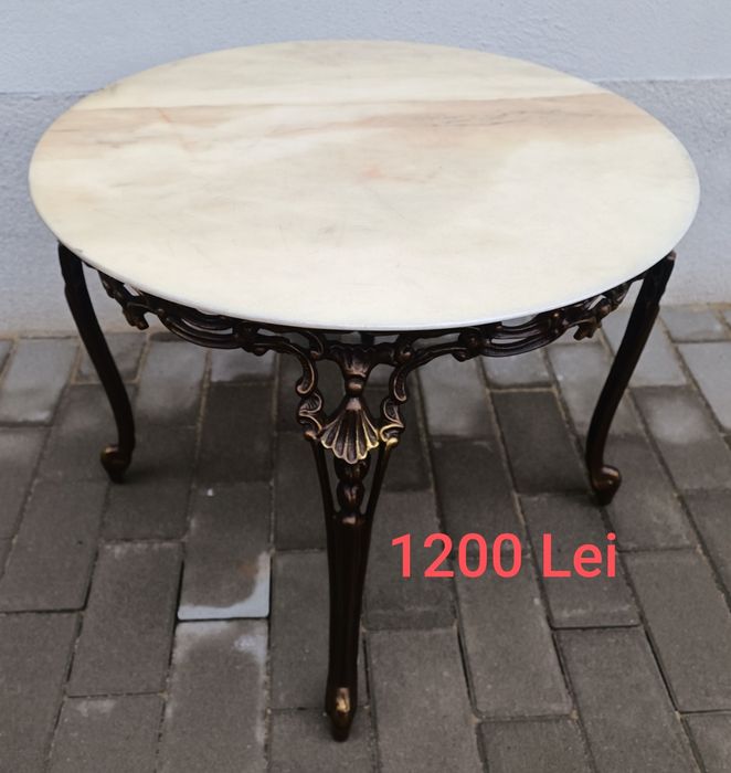 Masuta pentru cafea din Bronz / Lemn Masiv Vintage