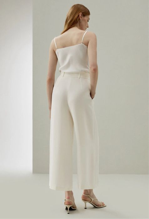 LilySilk Pantaloni albi matase naturala
