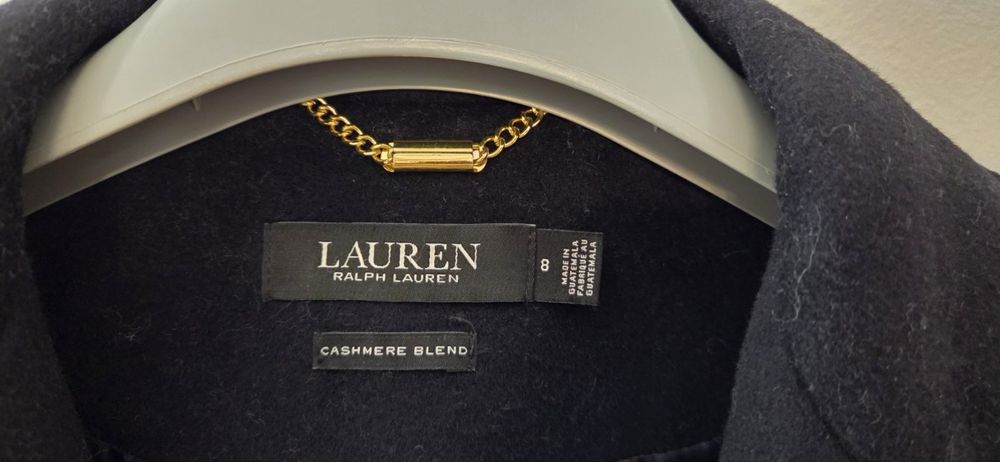 Вълнено палто Ralth Lauren тъмносин цвяр