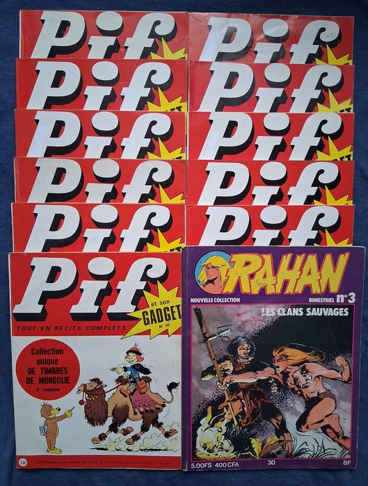 Лот Стари Френски Списания Pif Gadjet Комикс Албум RAHAN