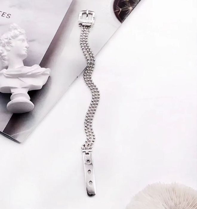 Браслет ремень серебро