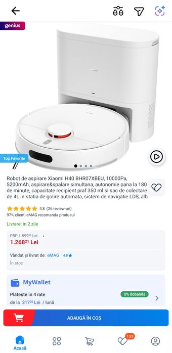 Robot de aspirare/aspirator Xiaomi H40