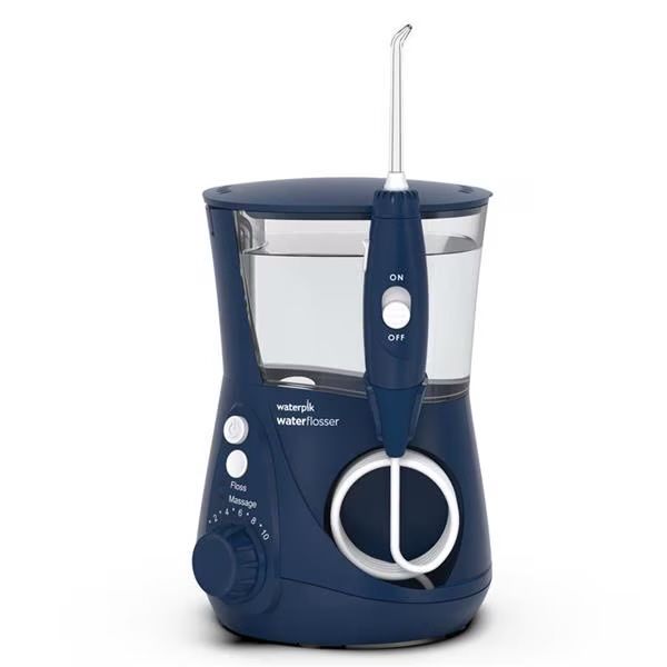 Зъбен душ Waterpik Professional Aquarius 663, 7 почистващи глави, 10 нива на налягане, резервоар 650 мл, син