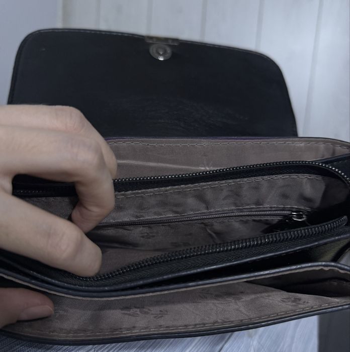 сумка синяя с длинным и коротким ремешком