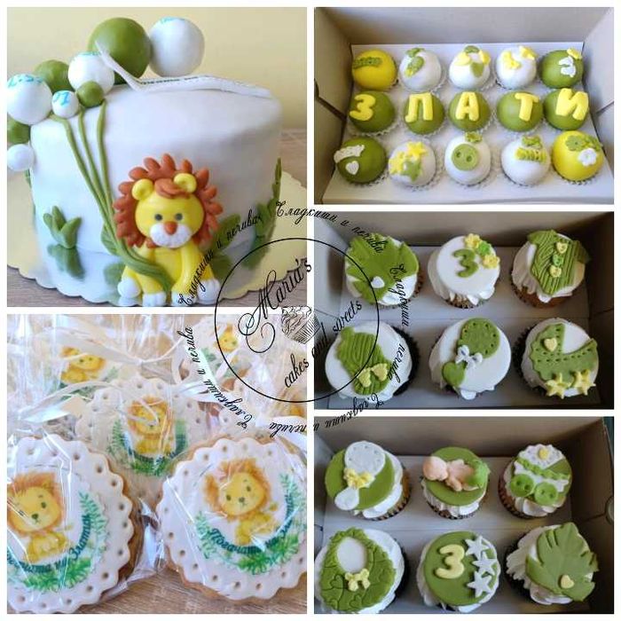 Торта, мъфини, меденки и погача / сет за сладка бебешка погача