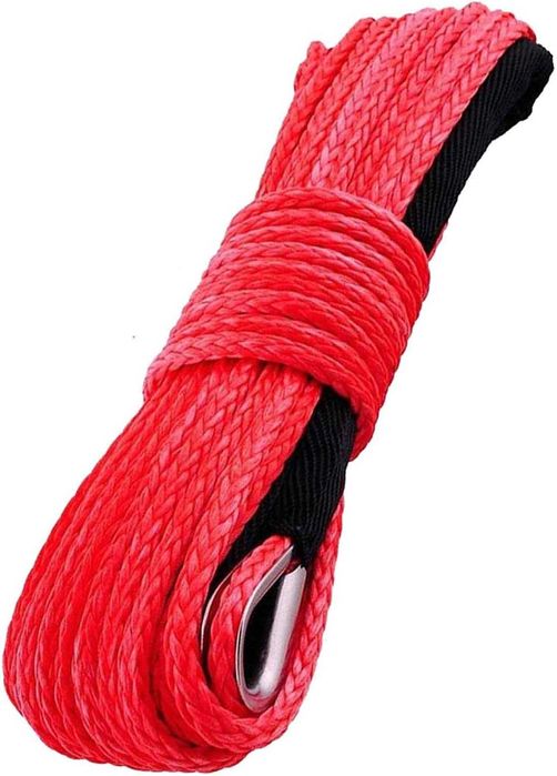 Синтетично въже за лебедка Rudimpex – 28 м / 10 мм червено