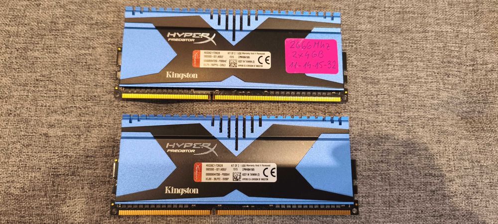 Memorie RAM DDR3 HyperX Predator 8GB 2 x 4GB 2666Mhz HX326C11T2K2/8
