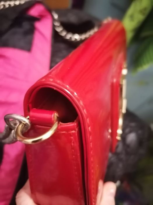 Клатч красный лакированный бу