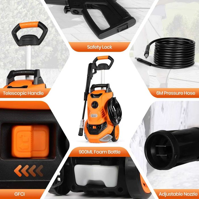 Водоструйка за измиване под високо налягане, 2000 W 160 бара