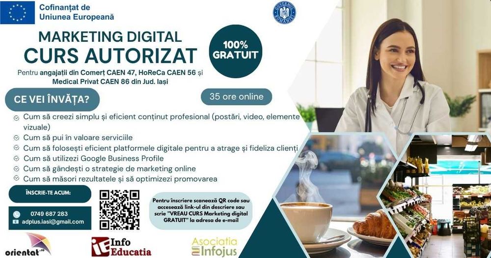 Curs GRATUIT Competențe digitale Creare de conținut digital și Marketing Digital