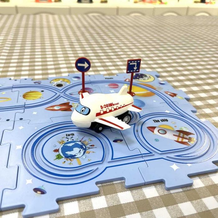 Puzzle circuit educativ pentru copii constructie 15 piese si accesorii