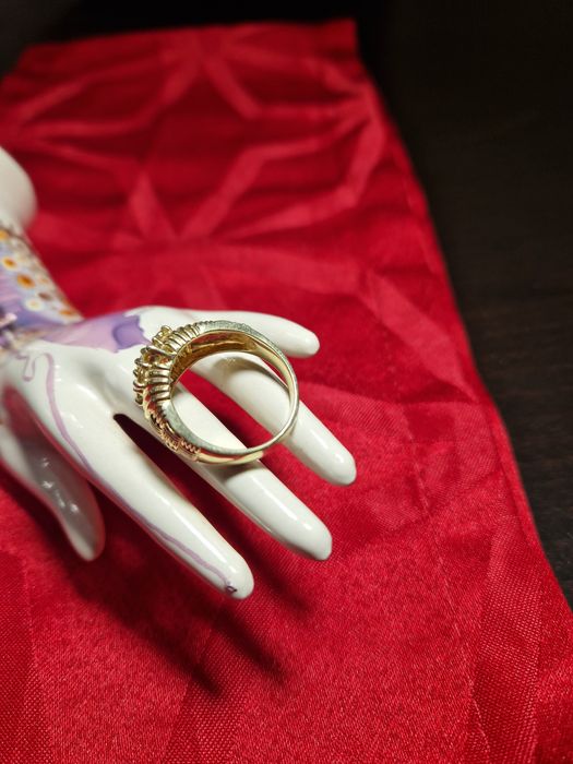 Изключителен сребърен пръстен с позлата и цитрин