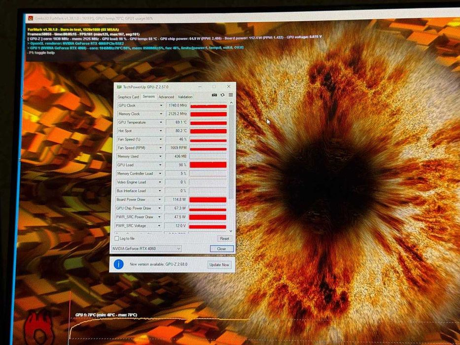 PNY RTX4060 8GB 128BIT GDDR6 Не Греется, Не Шумит, Пломба Есть