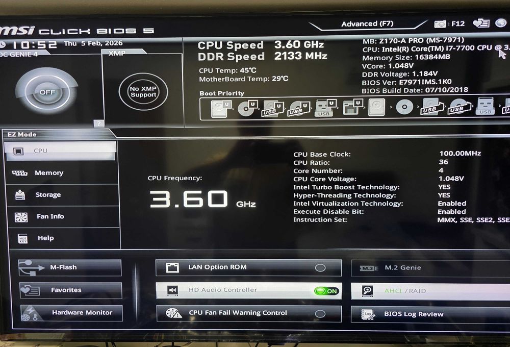 Kit gaming MSI Z170-A PRO + Intel i7-7700