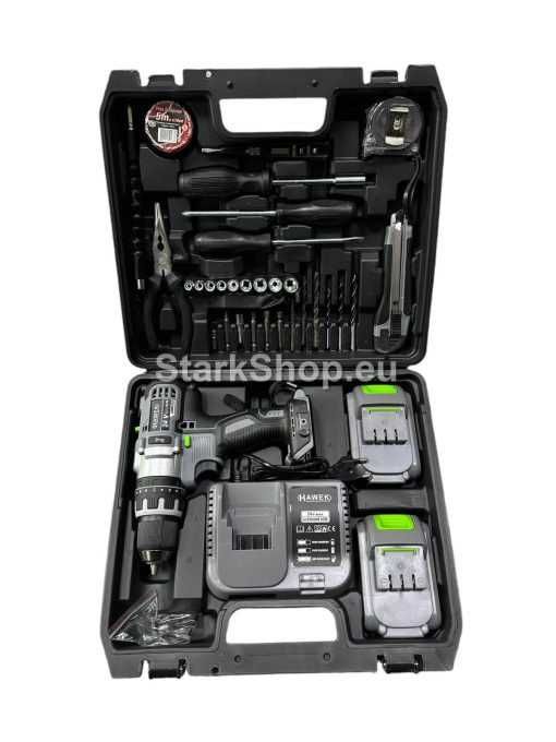 Премиум Акумулаторен Ударен Винтоверт HAWEK 2 Батерии 24V + 30БР Инстр