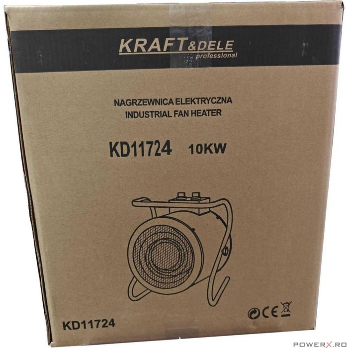 Incalzitor electric cu termostat 10kW, 3 trepte, trifazic, 380V, Kraft