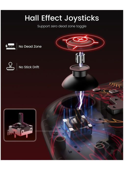 Controller Wireless RGB Hall Effect Bluetooth/2.4G USB - Nou, Sigilat