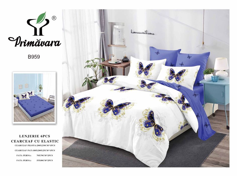 Lenjerie Pucioasa bumbac satinat, 6 piese