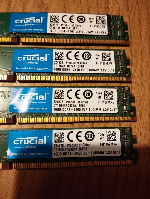 DDR4 64Gb ECC - (4 x 16Gb) Crucial  2400MHz PC4-19200E