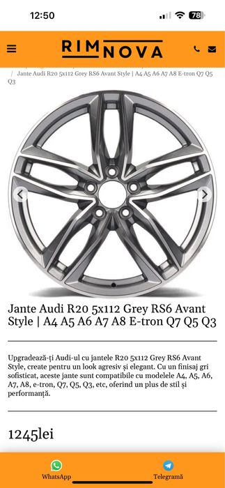 Jante AUDI R20, Compatibile cu A4,A5,A6,A7,A8,Q3,Q5,Q7,Q8