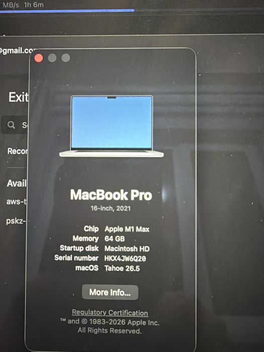 MacBook Pro 16" (M1 Max / 64GB RAM / 1TB SSD)